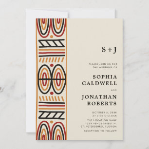 All in One African Motif Monogram Modern Wedding Invitation