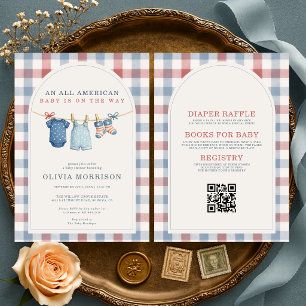 All in One All American Clothesline Baby Shower Invitation