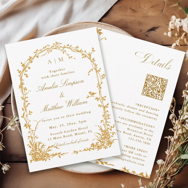 All in One Amber Arch Botanical Garden Wedding  Invitation (Front & Back)