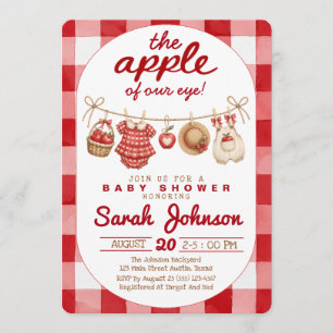All in One Apple of Our Eye Gingham Baby Shower Invitation
