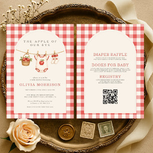 All in One Apple of Our Eye Gingham Baby Shower Invitation