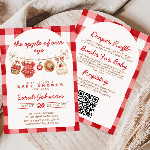 All in One Apple of Our Eye Gingham Baby Shower  Invitation