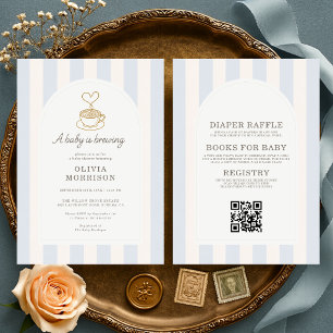 All in One Baby Boy is Brewing Coffee Baby Shower Invitation