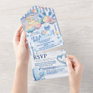 ALL IN ONE BABY BOY SHOWER Invitation Design