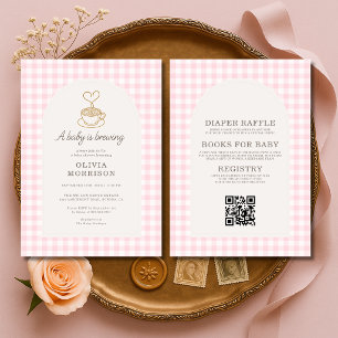 All in One Baby Girl is Brewing Coffee Baby Shower Invitation