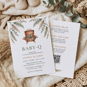 All in One Baby Q Pampas Grass Grill Booties Invitation