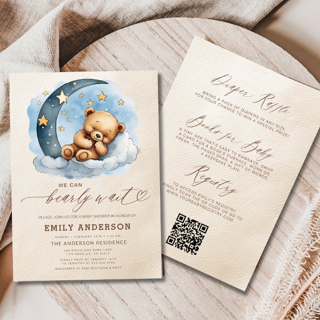 All in One Bearly Wait Blue Boy Baby Shower Invitation (Creator Uploaded)