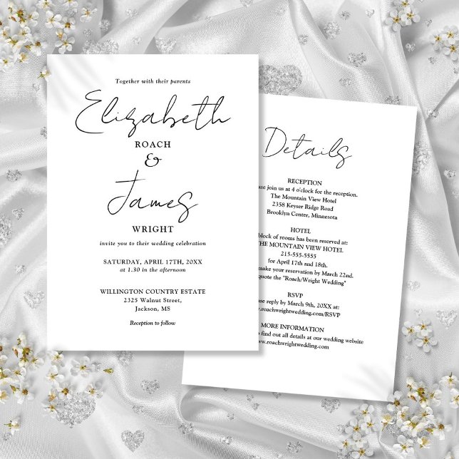 All In One Black And White Minimalist Wedding Invitation (All In One Black And White Minimalist Wedding Invitation)
