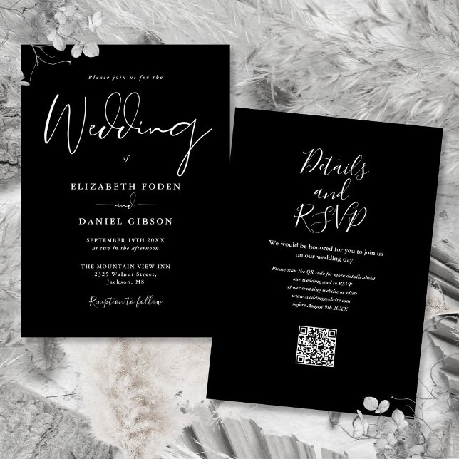 All In One Black And White QR Code Wedding Invitation (All In One Black And White QR Code Wedding Invitation
)