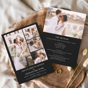 All In One Black Minimalist Photo Wedding Invitation