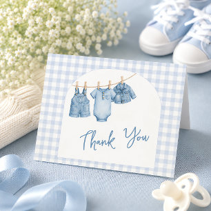 All In One Blue Jean Baby Custom Gingham Arch Thank You Card