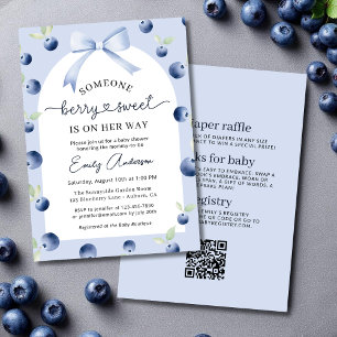 All in One Blueberry Berry Sweet Girl Baby Shower Invitation