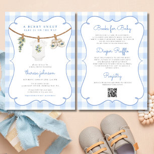 All in One Blueberry Clothesline Baby Shower Invitation