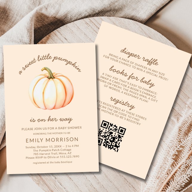 All in One Boho Sweet Little Pumpkin Baby Shower Invitation (Creator Uploaded)