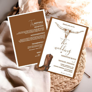 All In one Boho Western Cowboy Wedding Invitation
