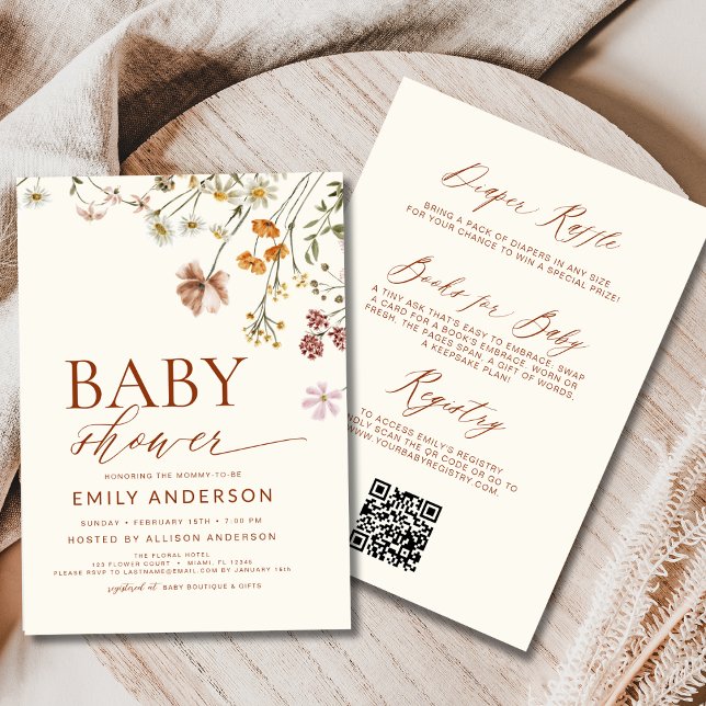 All in One Boho Wildflower Baby Shower  Invitation (Creator Uploaded)