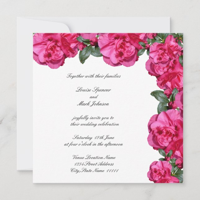 All in one, botanic fuchsia azaleas  invitation (Front)