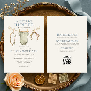 All in One Bow Hunting Boy Baby Shower Invitation