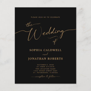 All in One Budget Gold Calligraphy Wedding Invite