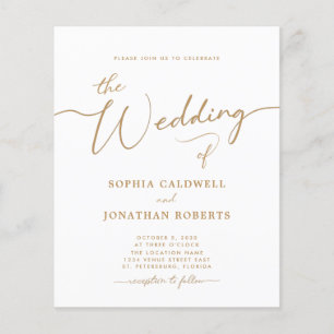 All in One Budget Gold Calligraphy Wedding Invite