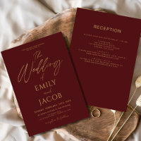 All in One Burgundy Gold Wedding Elegant Script