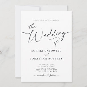 All in One Charcoal Grey Calligraphy Wedding Invit Invitation