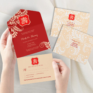All in One Chinese Longevity Birthday Invitation