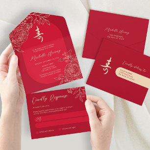 All in One Chinese Longevity Birthday Invitation
