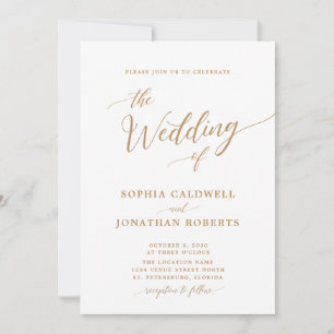 All in One Classic Gold Calligraphy Wedding Invitation