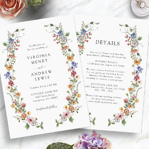 All in One Colourful Wildflower Wedding Invitation