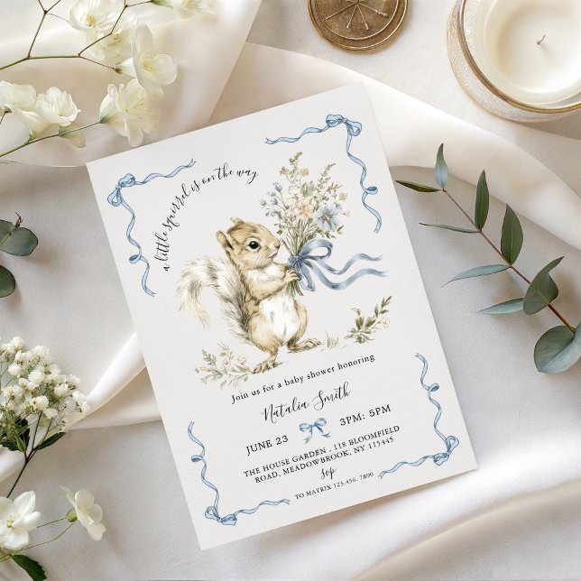 All in one Cute Woodland Squirrel Baby Shower Invitation (Creator Uploaded)