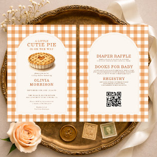 All in One Cutie Pie Fall Gingham Baby Shower Invitation