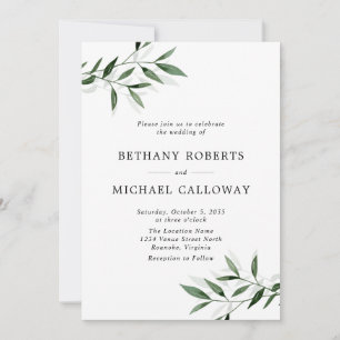 All in One Delicate Eucalyptus and Shadow Wedding Invitation