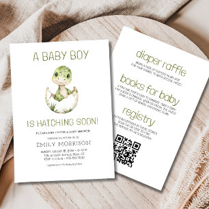 All in One Dinosaur Hatching Soon Baby Boy Shower Invitation