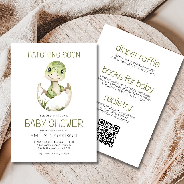 All in One Dinosaur Hatching Soon Baby Shower Invitation (Creator Uploaded)