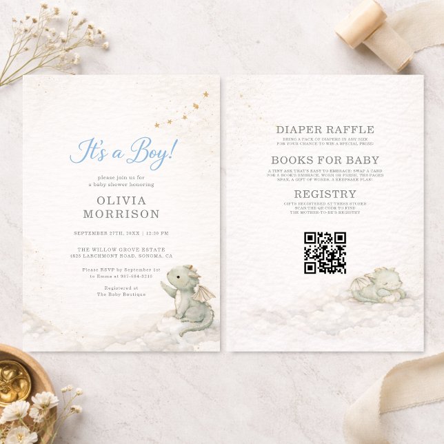 All in One Dragon It's a Boy Baby Shower Invitation (Creator Uploaded)
