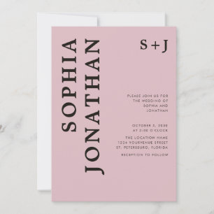 All in One Dusty Rose Bold Onyx Typography Wedding Invitation