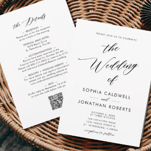All in One Elegant Black Calligraphy Wedding Invit Invitation