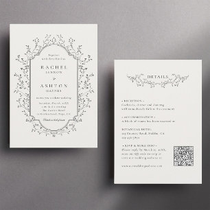 All in One Elegant Botanical Wedding Invitation
