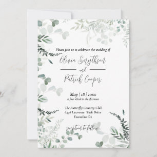 All in one, elegant eucalyptus leaves Wedding Inv Invitation