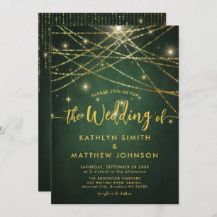 All In One Elegant Sparkling Gold String Lights Invitation