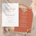 All In One Elegant Terracotta Script Wedding Invitation<br><div class="desc">Featuring signature style names,  this elegant teracotta and white wedding invitation can be personalised with all your special wedding day information on the reverse including your RSVP,  accommodation,  and additional details. Designed by Thisisnotme©</div>