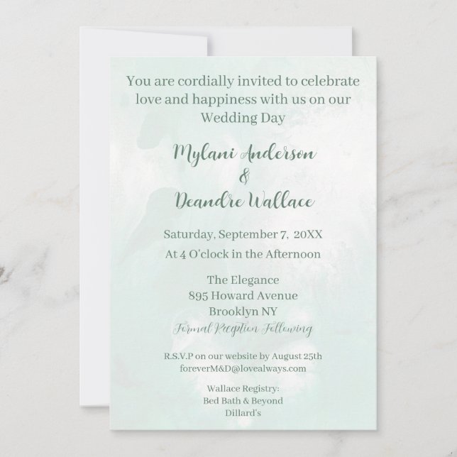 All In One Emerald Green Abstract Elegant Wedding Invitation (Front)