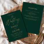 All in One Emerald Green Gold Wedding Script Invitation<br><div class="desc">Introducing our Emerald Green Gold Wedding Modern Typography Script Invitation: Make a statement with our elegant wedding invitations featuring modern typography and luxurious Navy Blue and gold accents. Crafted with meticulous attention to detail, these invitations exude sophistication and style, setting the tone for your special day. The sleek Emerald Green...</div>
