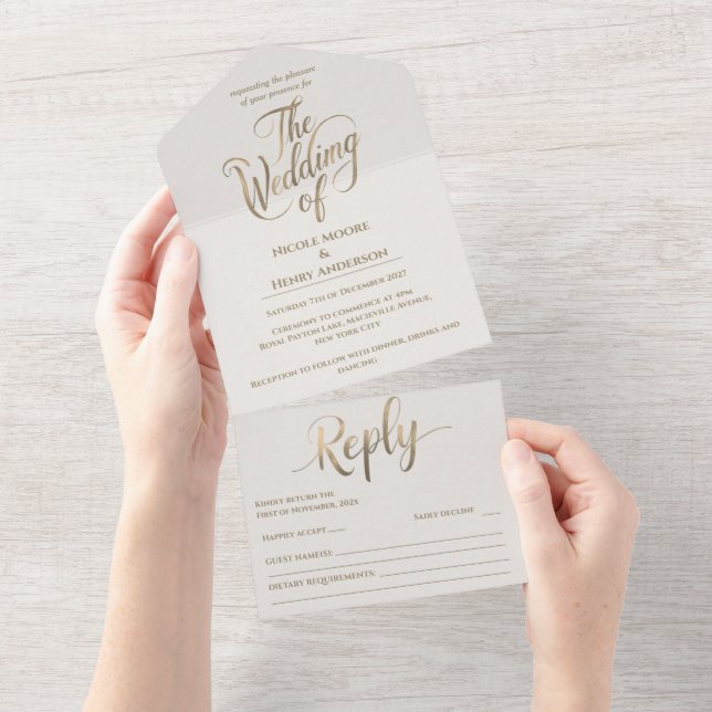 All-in-One Emerald Wedding Invitation (Tearaway)