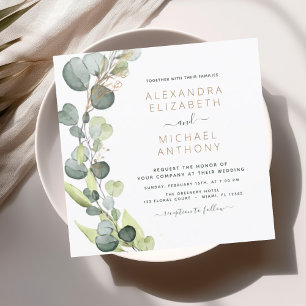 All in One Eucalyptus Greenery Rustic Wedding  Invitation