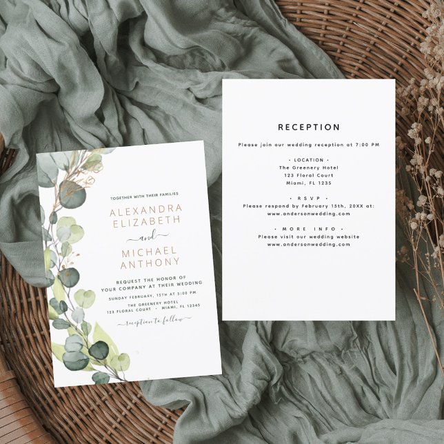 All in One Eucalyptus Greenery Wedding Invitation (Creator Uploaded)