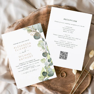 All in One Eucalyptus QR Code Wedding Greenery Invitation