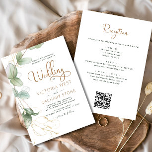All in One Eucalyptus QR Code Wedding Greenery Invitation