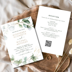 All in One Eucalyptus QR Code Wedding Greenery Invitation